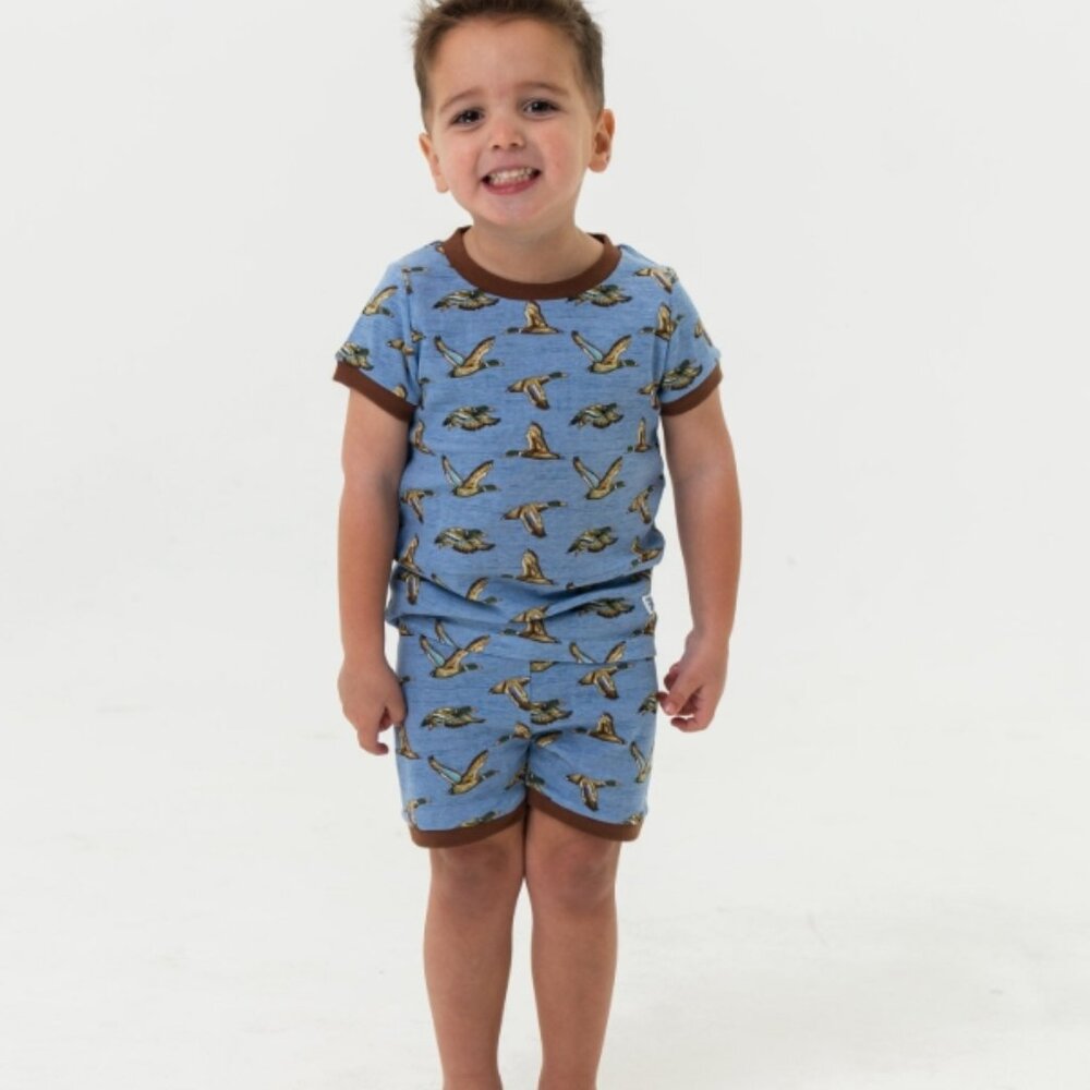 BURLEBO Youth & Toddler SLEEP SHORT SET - JUMBO MALLARDS - BLUE